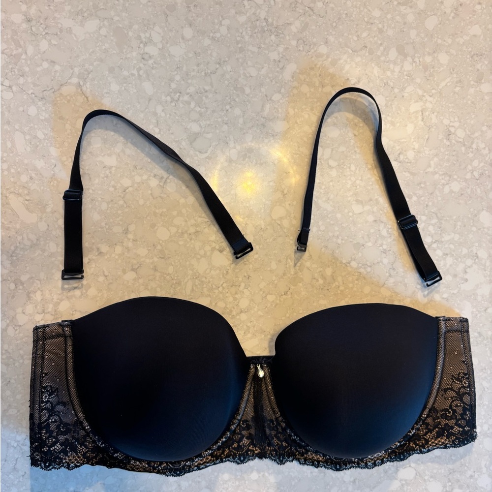Torrid NWOT NEW Strapless Convertible Underwire Black Lace Bra - Teardrop Jewel - Picture 4 of 11
